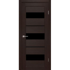 Дверь межкомнатная Дубрава Сибирь Форет ПАРАЛЛЕЛЬ Орех темный, стекло черное